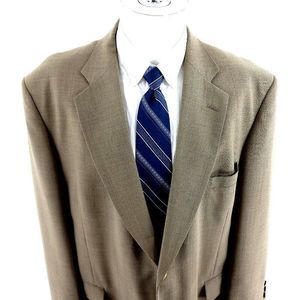 Stafford Wool 2 Gold Button Blazer 46R Tan